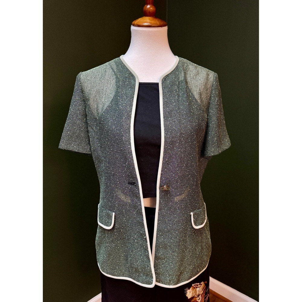 Vintage Green Short Sleeve Women's Blazer